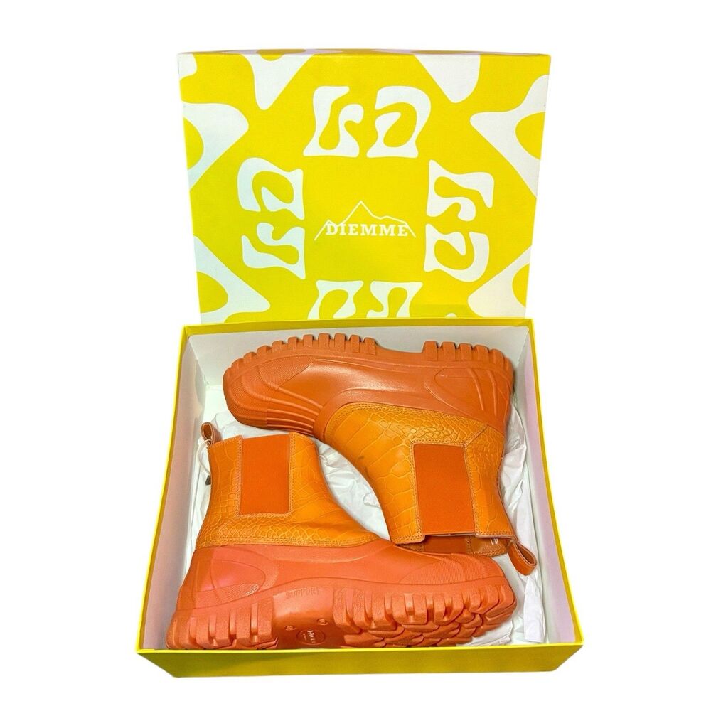 Diemme Balbi Orange Imitated Crocodile Men’s Boots size 41 / US 8 / UK 7.25